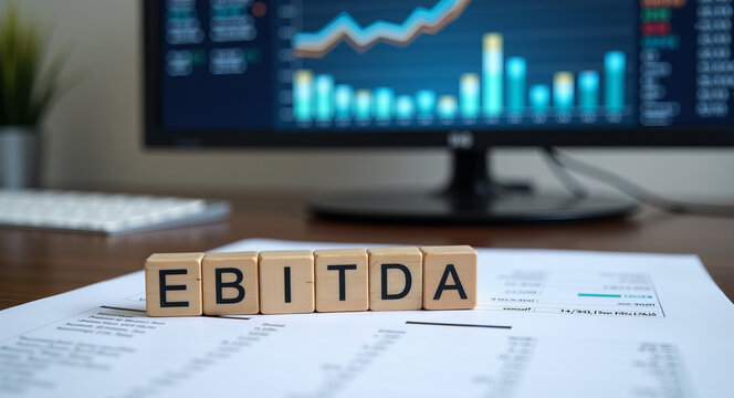 Ebitda financial analysis concept on computer screen for investment insights and strategy