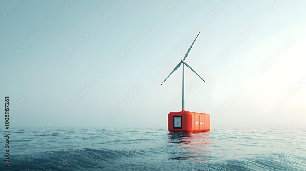 Aufkleber futuristic floating wind farm design showcasing the synergy between wind and hydroelectric energy wi