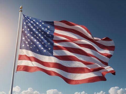 flag, usa, america, sky, stripes, stars, us, blue, red, patriotic, united states, patriotism, wind, american flag, white, freedom, waving, symbol, banner, united, pole, states, national, nation, patri