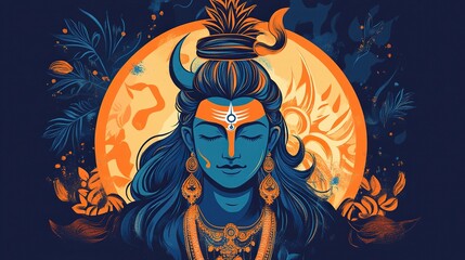 Illustration Of Happy Maha Shivratri Greeting Card Design. generative ai