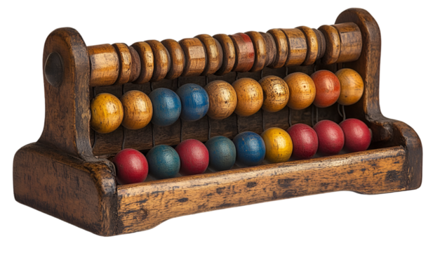 a wooden abacus with colorful balls

