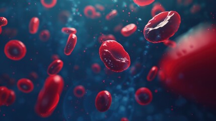 Red cells in the human body. close-up view, detailed texture and structure
