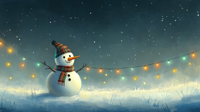 Christmas banner design with a snowman and room for personalized greetings