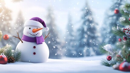 Christmas banner design with a joyful snowman and space for custom greetings