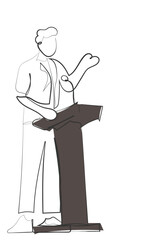 hand drawn line art vector of debate competition. Debate concept art. Arguments and speech concept art.Hand drawn line art vector of people debating. Debates and talks concept.Political debate and cam