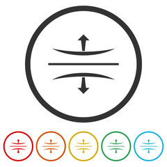 Elastic icon. Set icons in color circle buttons