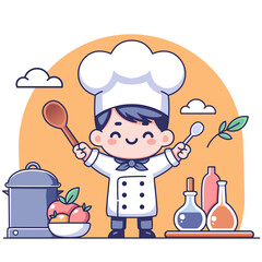 A cute chef flat design illustration