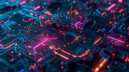 Obraz premium Futuristic science fiction background in artificial intelligence style. Neural network AI generated art