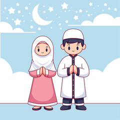 Flat design muslim couple