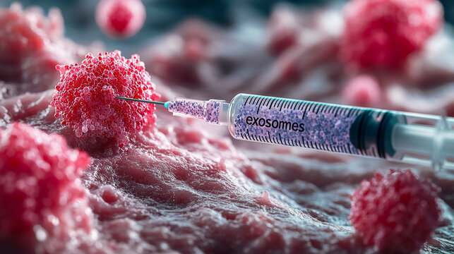 Innovative exosome injection process in medical science illustration