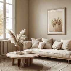Modern living room with sofa and cushion 