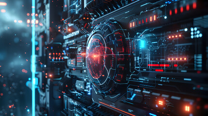 Obraz premium Futuristic science fiction background in artificial intelligence style. Neural network AI generated art