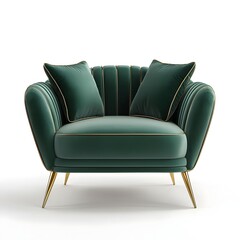 Fototapeta premium Luxury Velvet Sofa with Gold Legs in Contemporary Interior Design