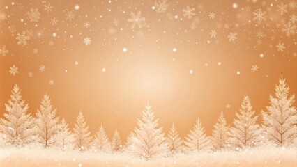 Winter landscape with peach background