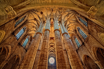 Barcelona, Catalonia, Spain - catholic catalan medieval gothic church Santa Maria del Mar