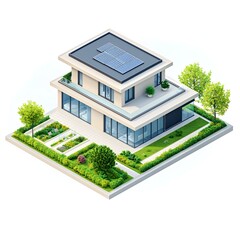 Sleek and Sustainable:A Modern Eco-Friendly Home with Lush Landscaping