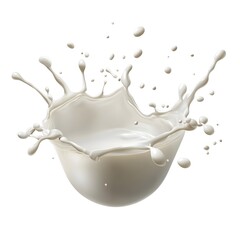 Splash of Milk Captured in Mid-air on Clean White Background