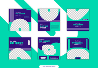 Trip travel adventure square layout social media post collection