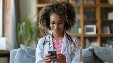 A young adult using a smartphone app to manage their health conditions, showcasing self-care and management tools that can mitigate access issues.