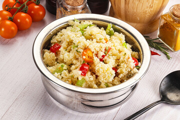 Vegan cuisine couscous with vegetables
