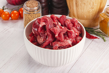 Raw beef meat - sliced strips