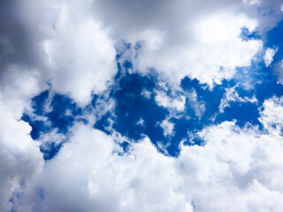 Clouds in the blue sky background. Sky with clouds weather nature cloud blue. Blue sky with clouds and sun