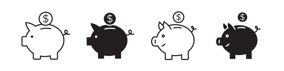 Piggy bank icon collection set