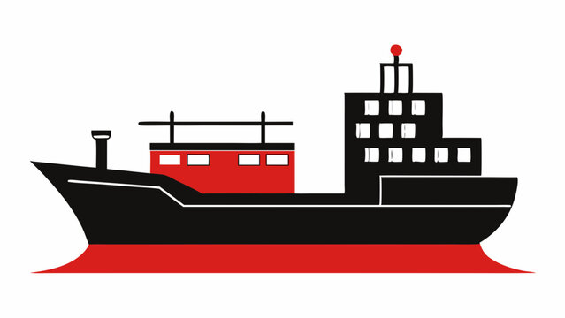 recommend clip art: Cargo ship silhouette vector illustration on white background