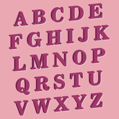 Fun English alphabet one line color pink letters set. Font style, vector design template elements for your application or company.