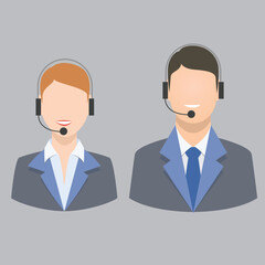 Call center support personnel staff icons, Customer Support Icon
