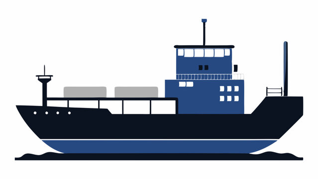 blue cargo ship on water clip art preview