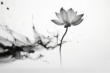 Ink lotus flower petal plant white.