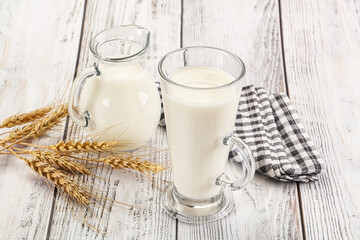 Organic milk in the glass