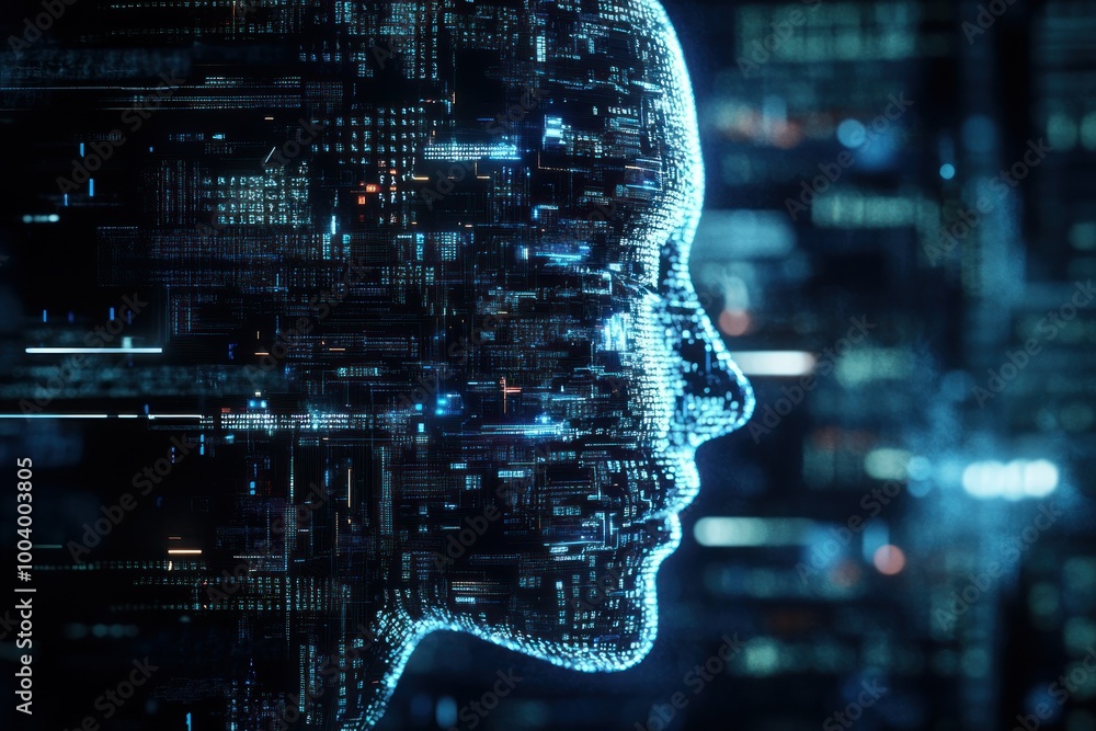 Poster futuristic digital profile design with circuit elements