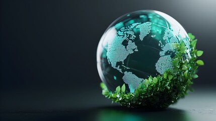 Fototapeta premium Glowing 3D Globe with Eco-Friendly Green Technology Concept