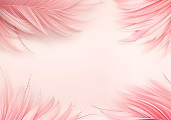 Obraz premium Feathers background. Artificial decorative feathers texture. Soft cotton background. Fluffy bird feather. Various shapes. Pink color cotton wool pattern. Handmade decorations decoupage.