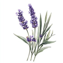 Obraz premium Elegant lavender botanical watercolor illustration
