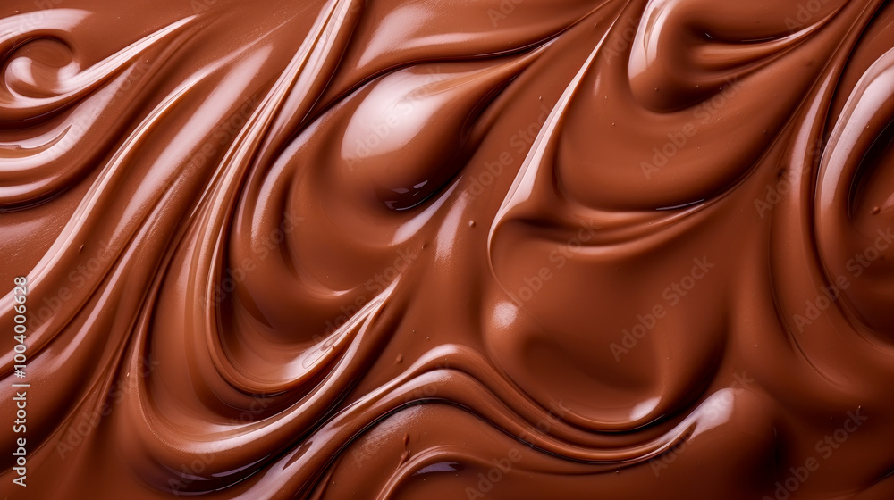 Poster a whirlwind of rich, glossy chocolate swirls creates a dynamic and textured abstract pattern, portra