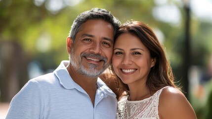 Fototapeta premium A man and woman are smiling for the camera