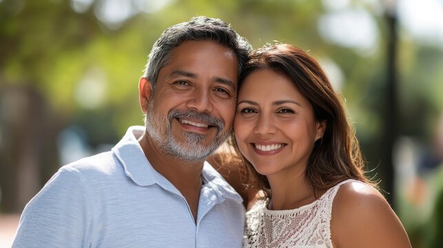 A man and woman are smiling for the camera