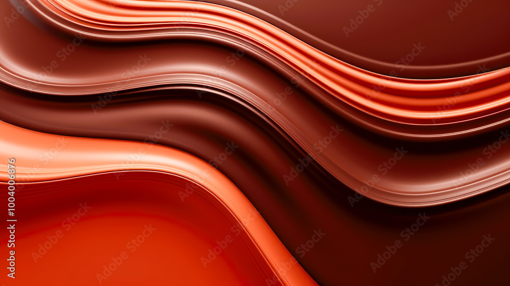Poster waves of rich, glossy chocolate create an abstract art piece, capturing the smooth texture and elega