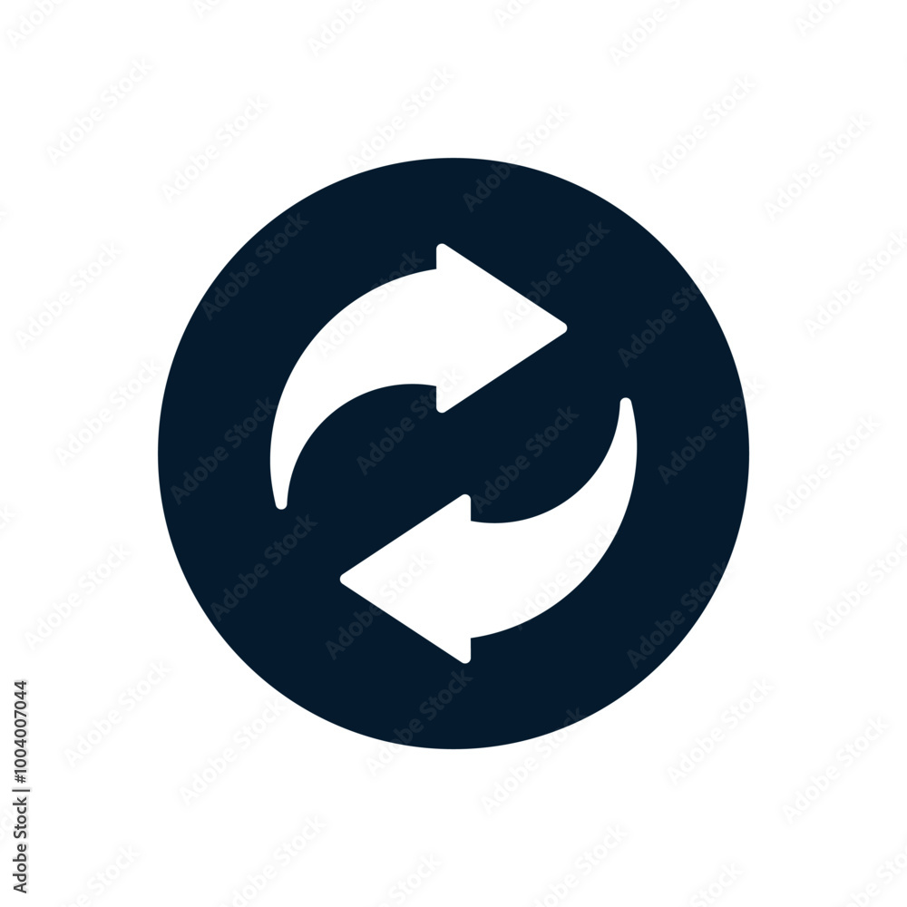 Poster arrow in a circle. concept update, reboot. vector linear icon isolated on white background.