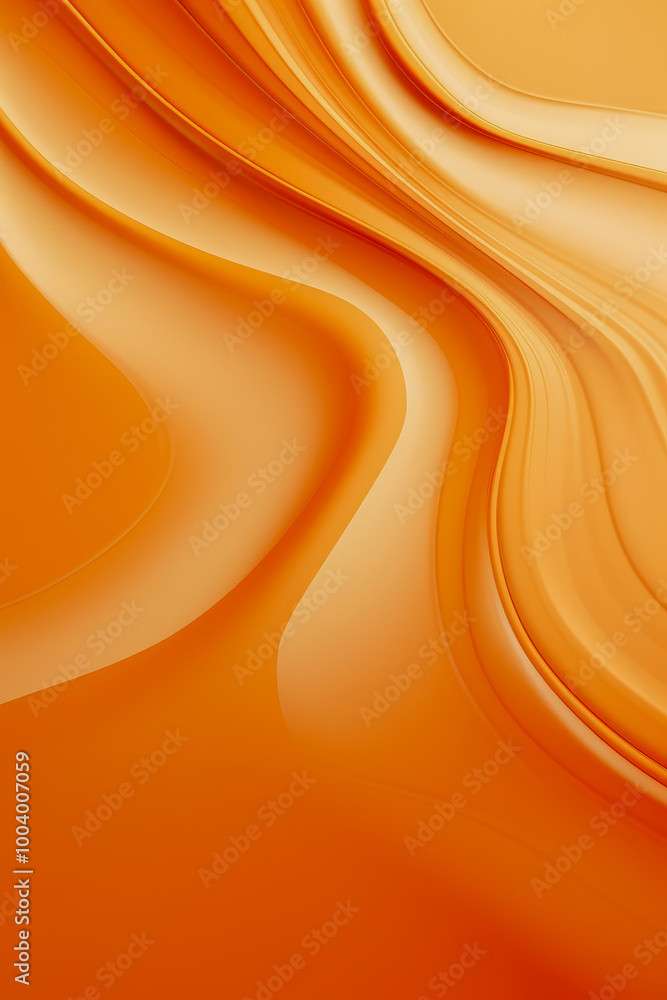 Poster a stunning abstract image in vibrant shades of orange featuring smooth, flowing curves and gradients