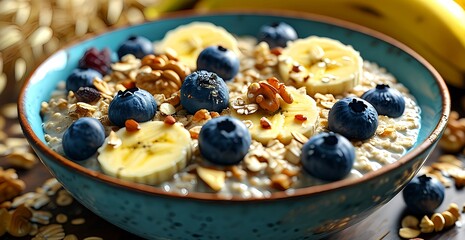 bowl of muesli with blueberries