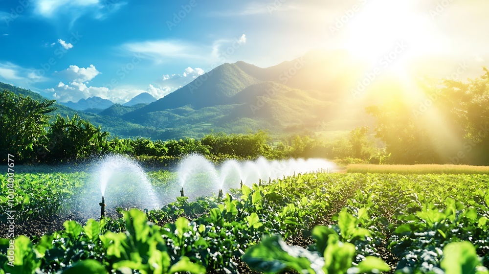 Poster a large-scale agricultural facility using robotics and ai for large-scale crop production.
