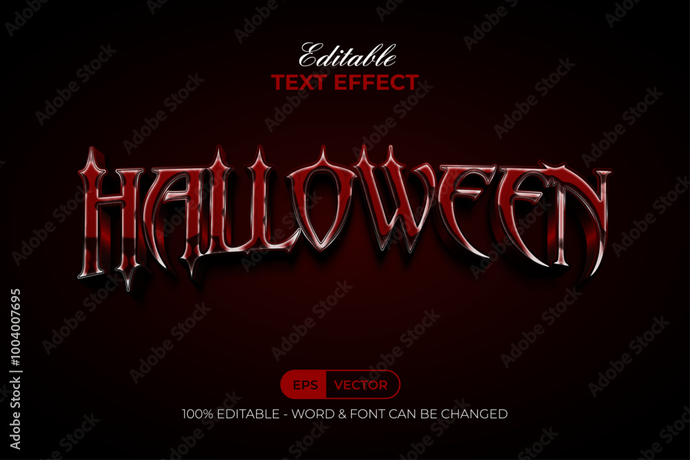 Poster halloween text effect red shiny style. editable text effect.