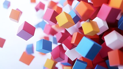 Obraz premium Flying cubes on a white background. 3d render. 