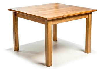 Wooden square table isolated on white background