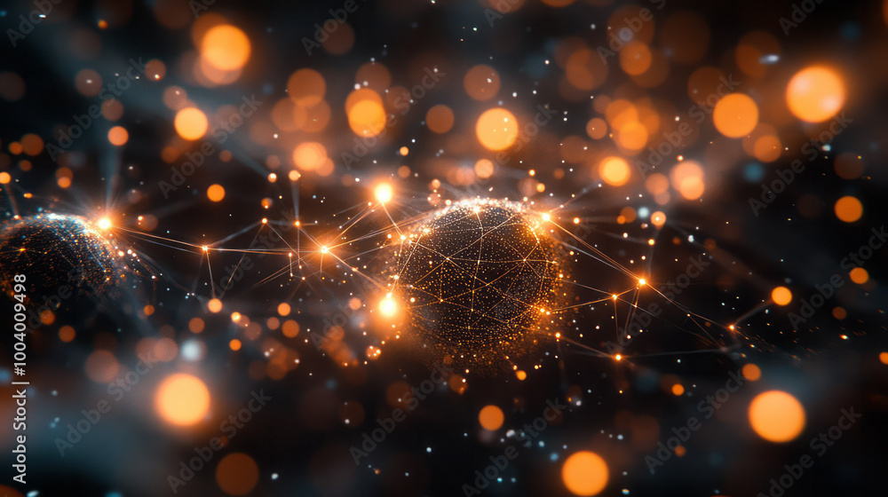 Aufkleber nodes connected by thin lines of light forming a visual representation of the internet,