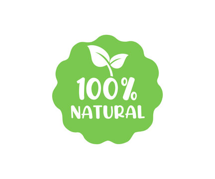 100% all natural stamp, label, sticker or stick flat icon. Stamp and badge sticker flat green color logo isolated, 100 percent natural chemicals flavor's free vector design and illustration.
